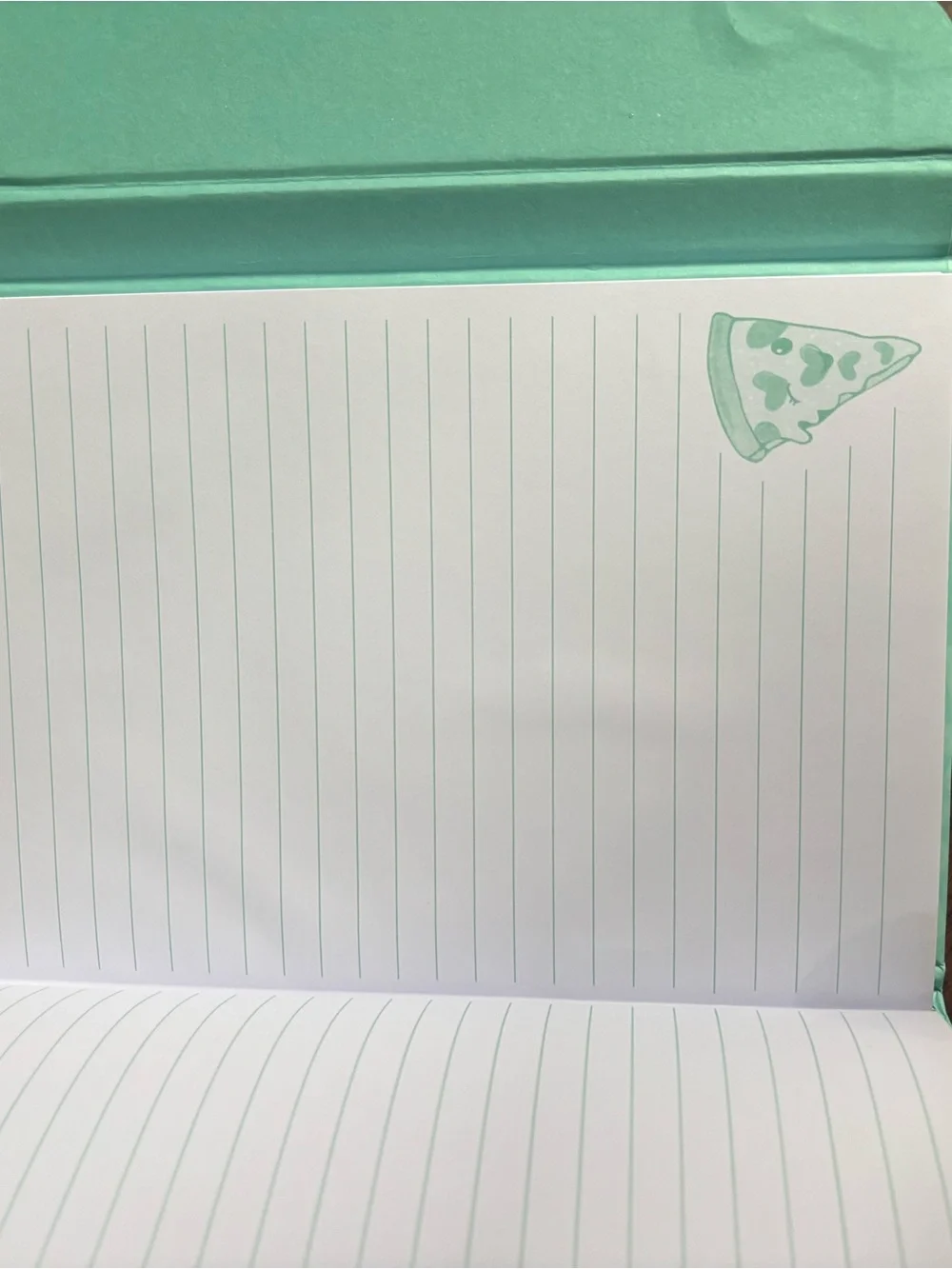 Heart Pepperoni Pizza Slice notebook - Pink & Teal